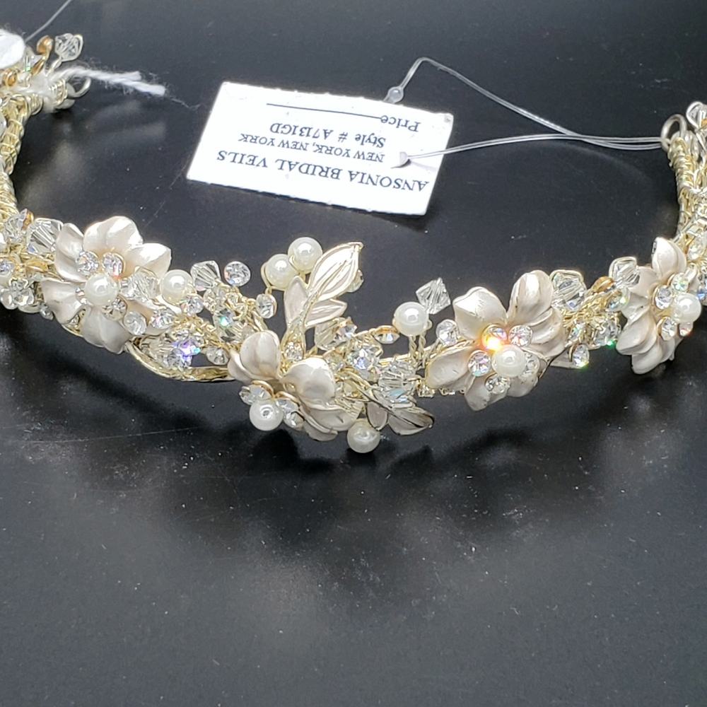 Ansonia Bridals Floral Pearl Wedding Headpiece - Picture 5 of 7